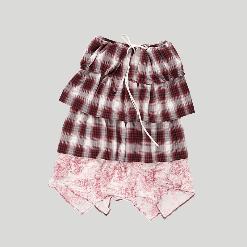 CHECK TIERED SKIRT