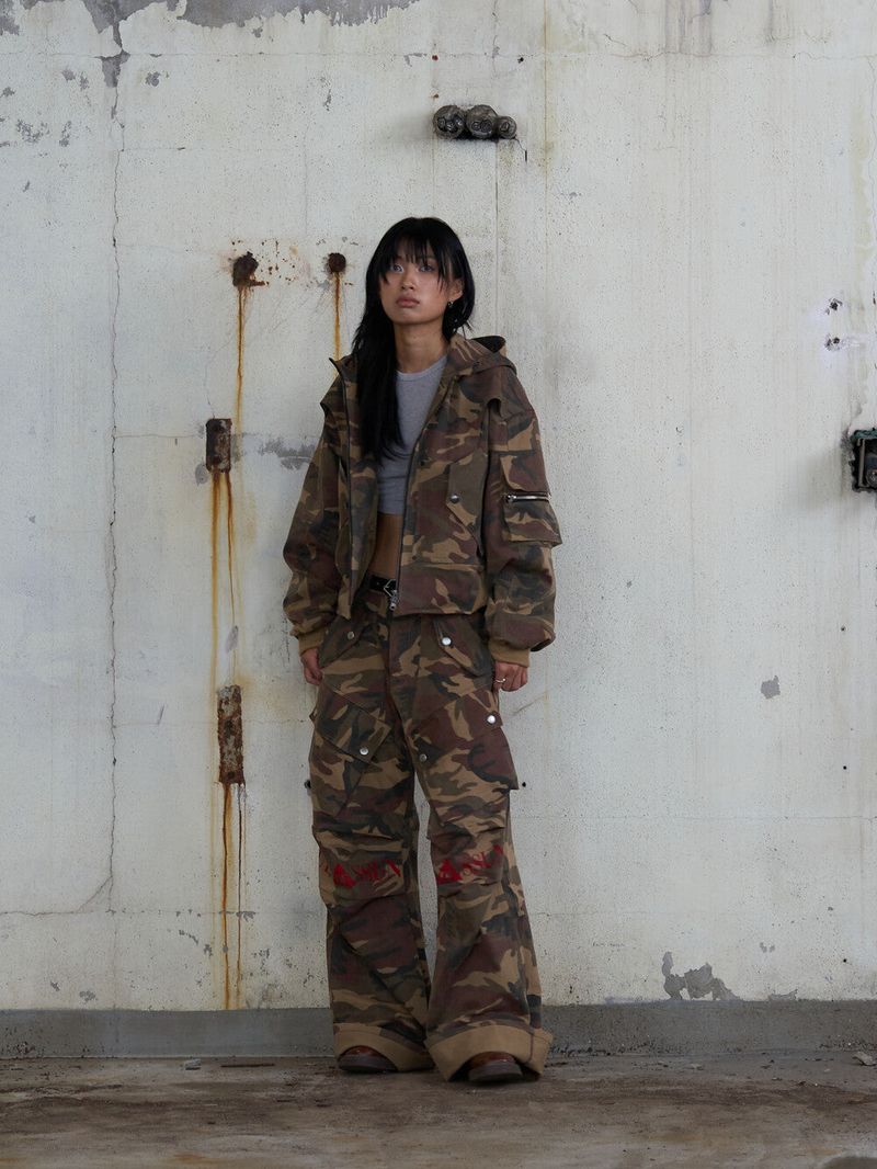 Ghost In The Shell Logo Denim Cargo Pants (Camo)