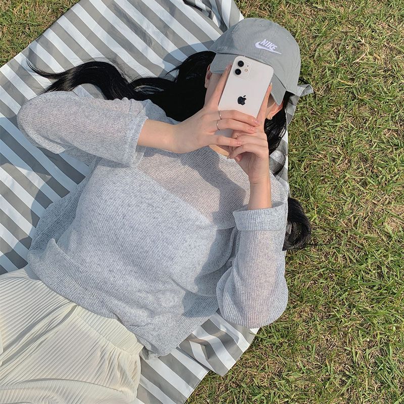 [Bellide made] See-through Bookle Linen Summer Knit T-shirt