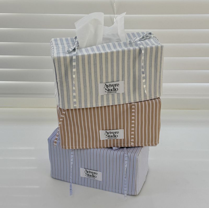 Avivere tissue cover_stripe skyblue brown