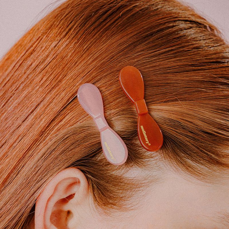CELLULOSE RIBBON HAIR PIN (LIGHT PINK)