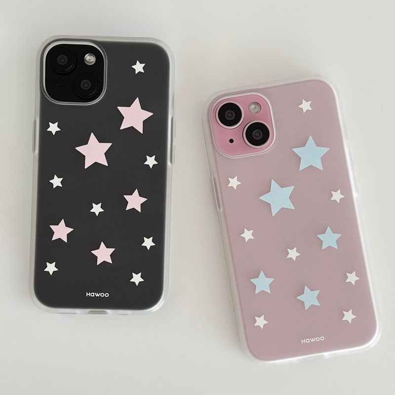 pastel star half clear jelly case (pink)