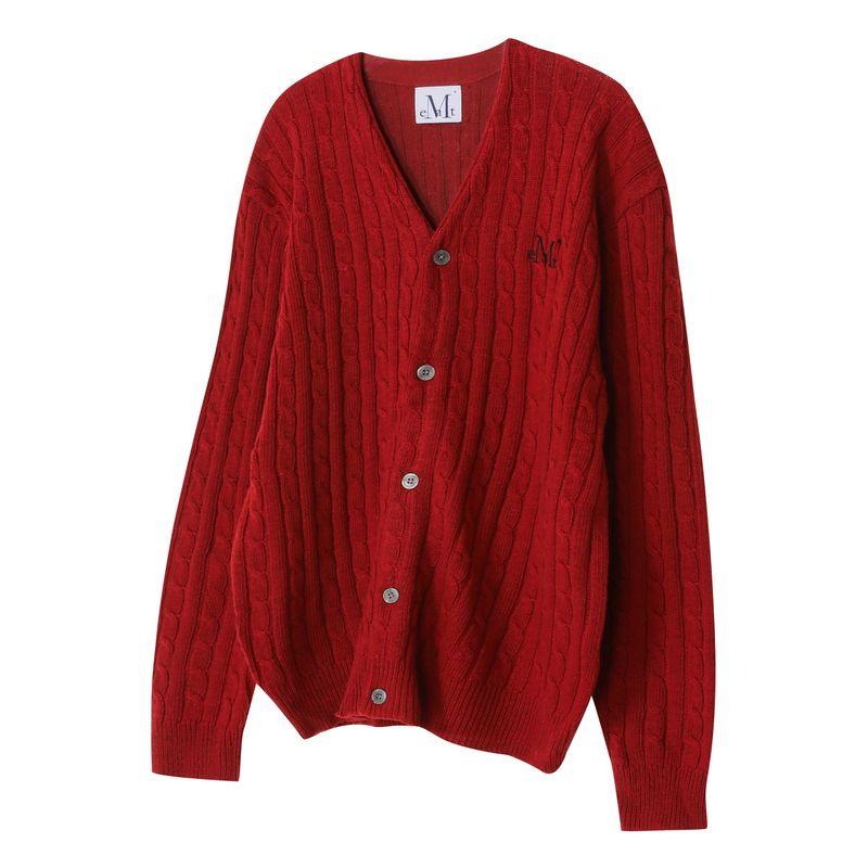 HELMSLEY V-NECK CABLE KNIT CARDIGAN UNISEX (4Color)