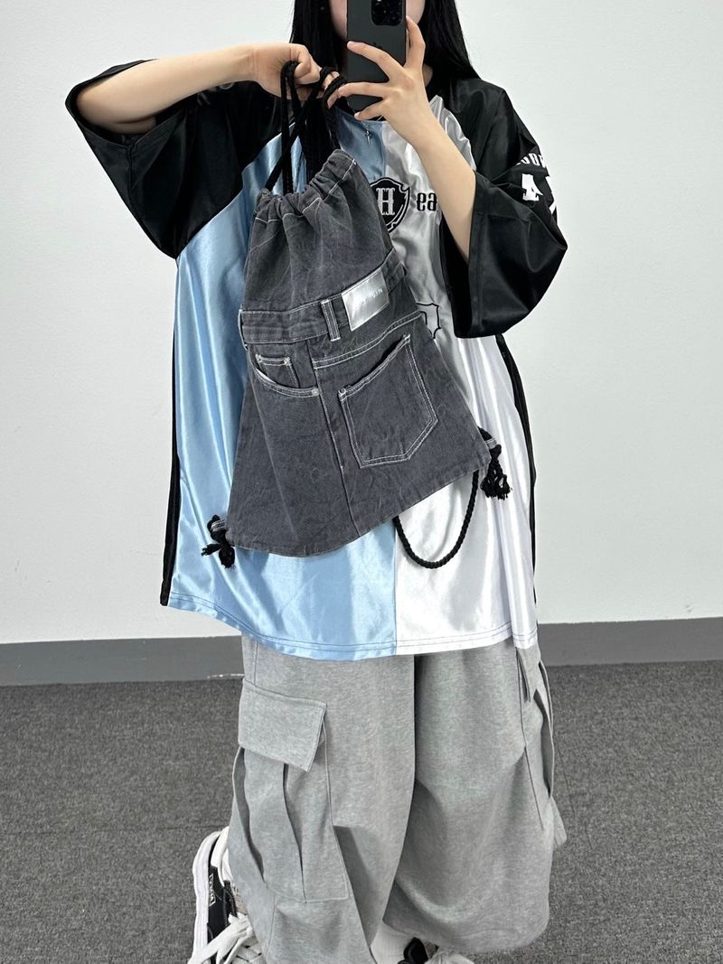 denim rope gym sack