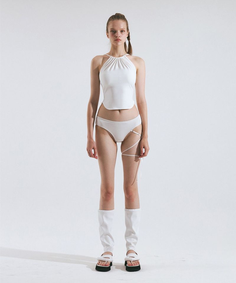 Cross Ribbon Low Bikini Panties (White)