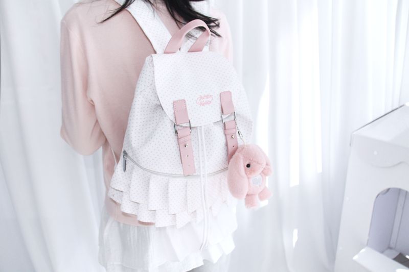 Dot Frill Backpack Kitchen Stripe Daily Bobusang Bag