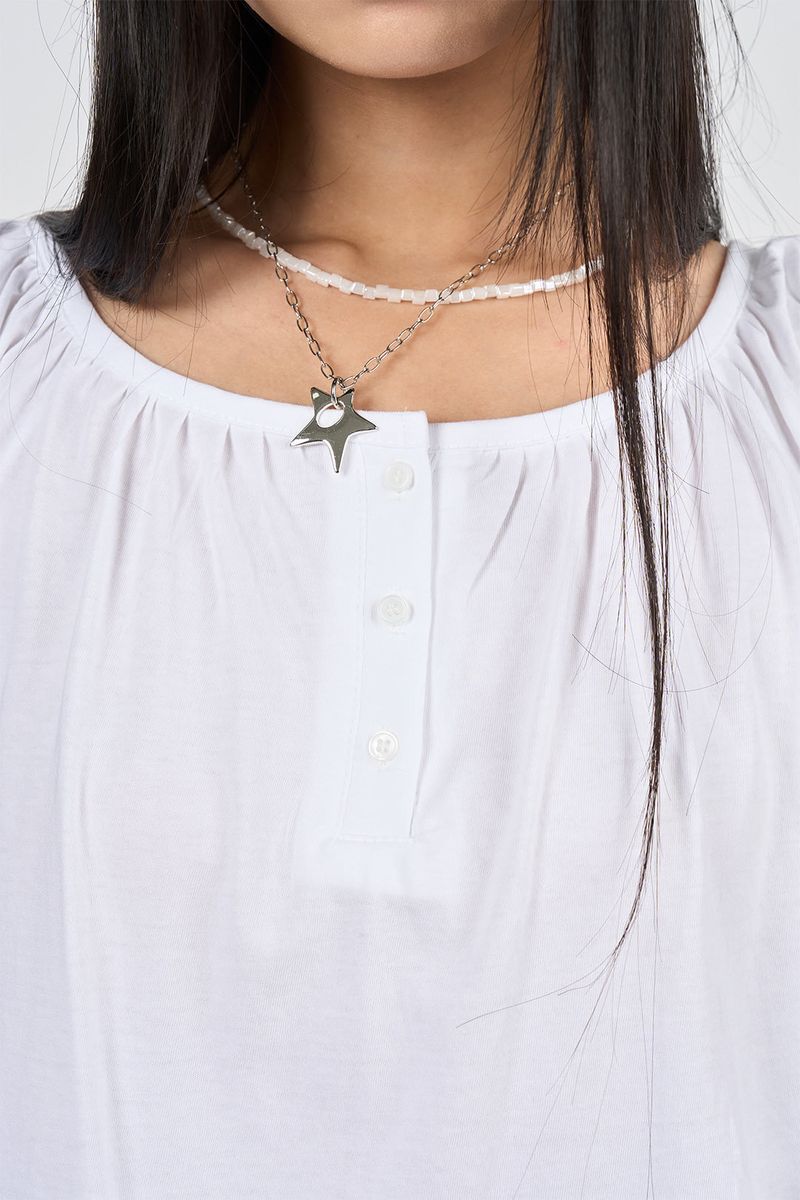 Shirred puff T-shirt