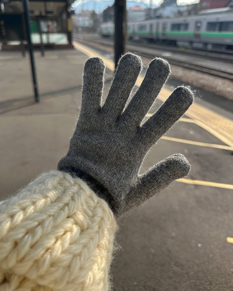 wool knit finger gloves