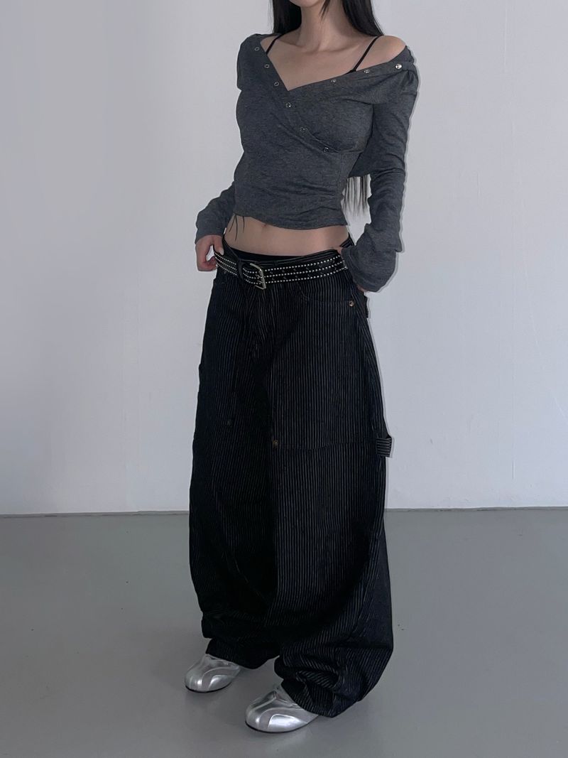 snap cross hoodie top(3 color)