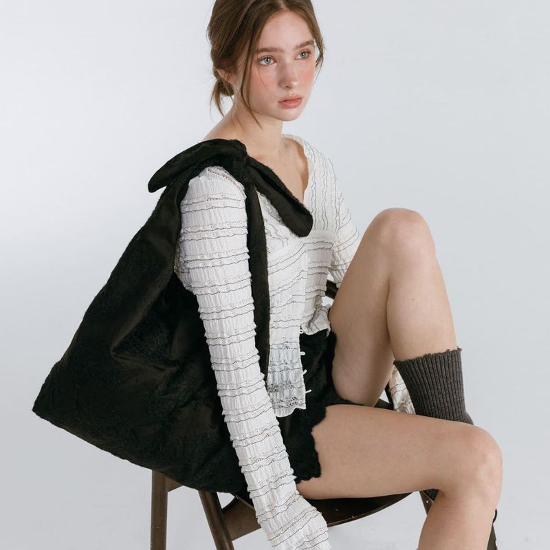 SOFT ROUND ORGANZA BAG / BLACK