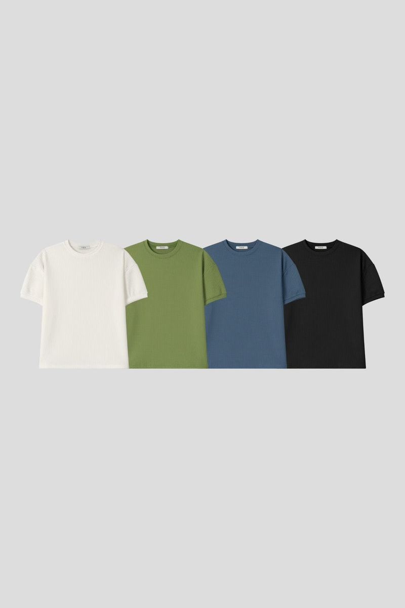 Mock Neck Waffle Knit Tee