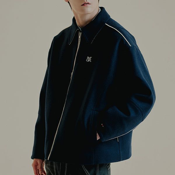 WOOL PIPING BIKER JACKET
