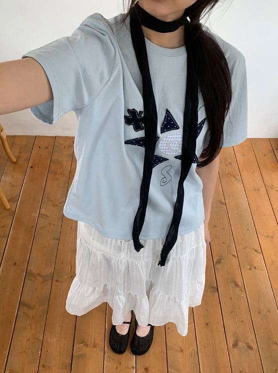 Hariki Stripe Banding Midi Skirt