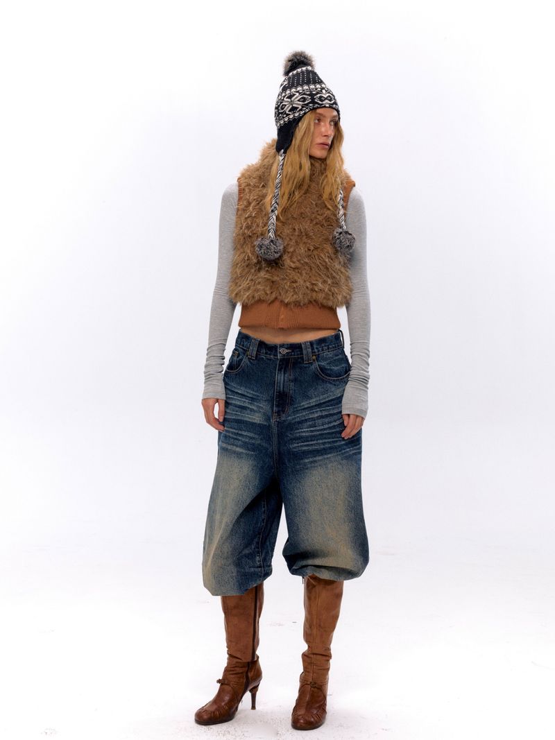 NyDkyel™ Retro sleeveless ribbed knit patchwork wool vest