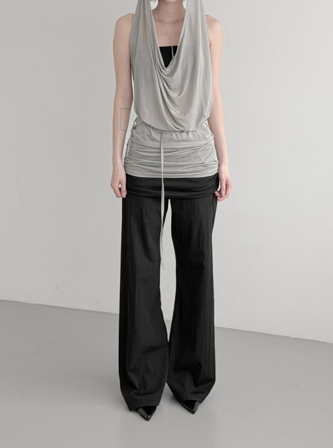 Desert Cowl Neck Hooded Drape Top