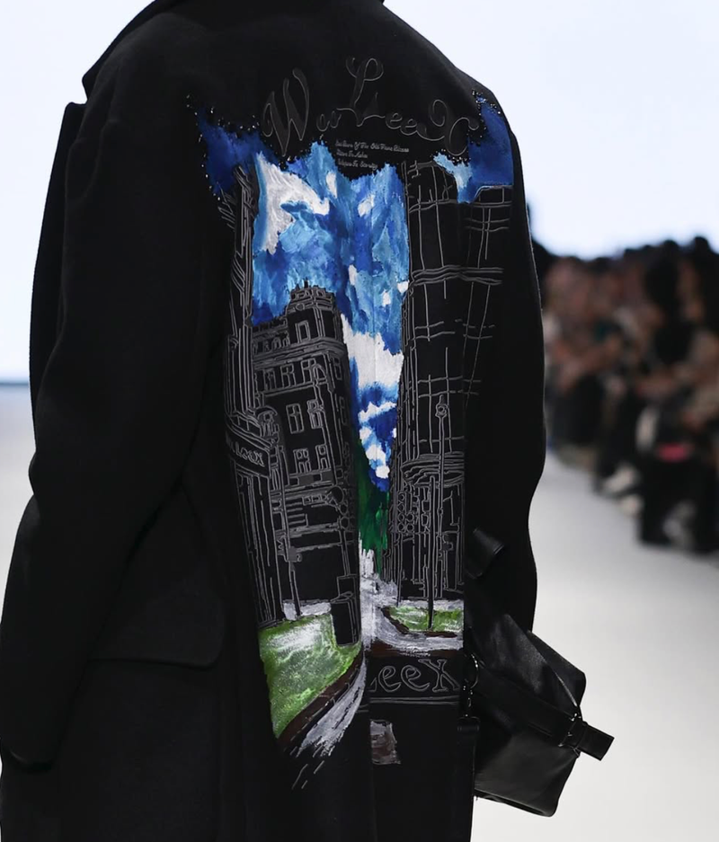 Black Wool Printed Coat
