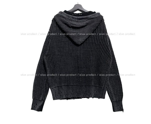 ON Dying Damage Mesh Hood Zip Up