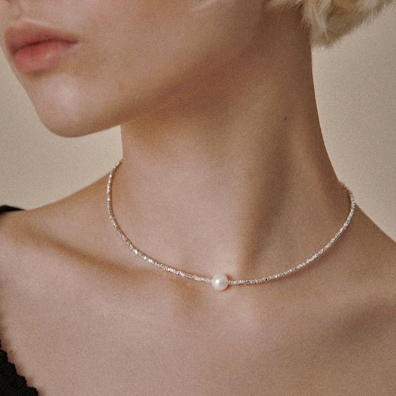 [925 Silver]Petit Cube Pearl Necklace