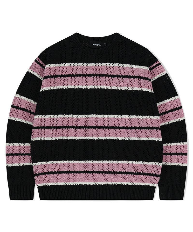 mahagrid(マハグリッド)の「MESH STRIPE KNIT(Tops)」