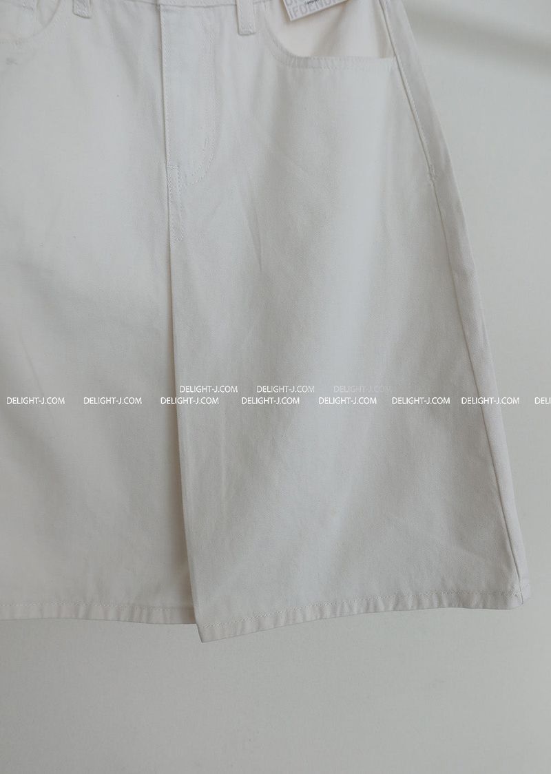 Basic pintuck cotton midi skirt