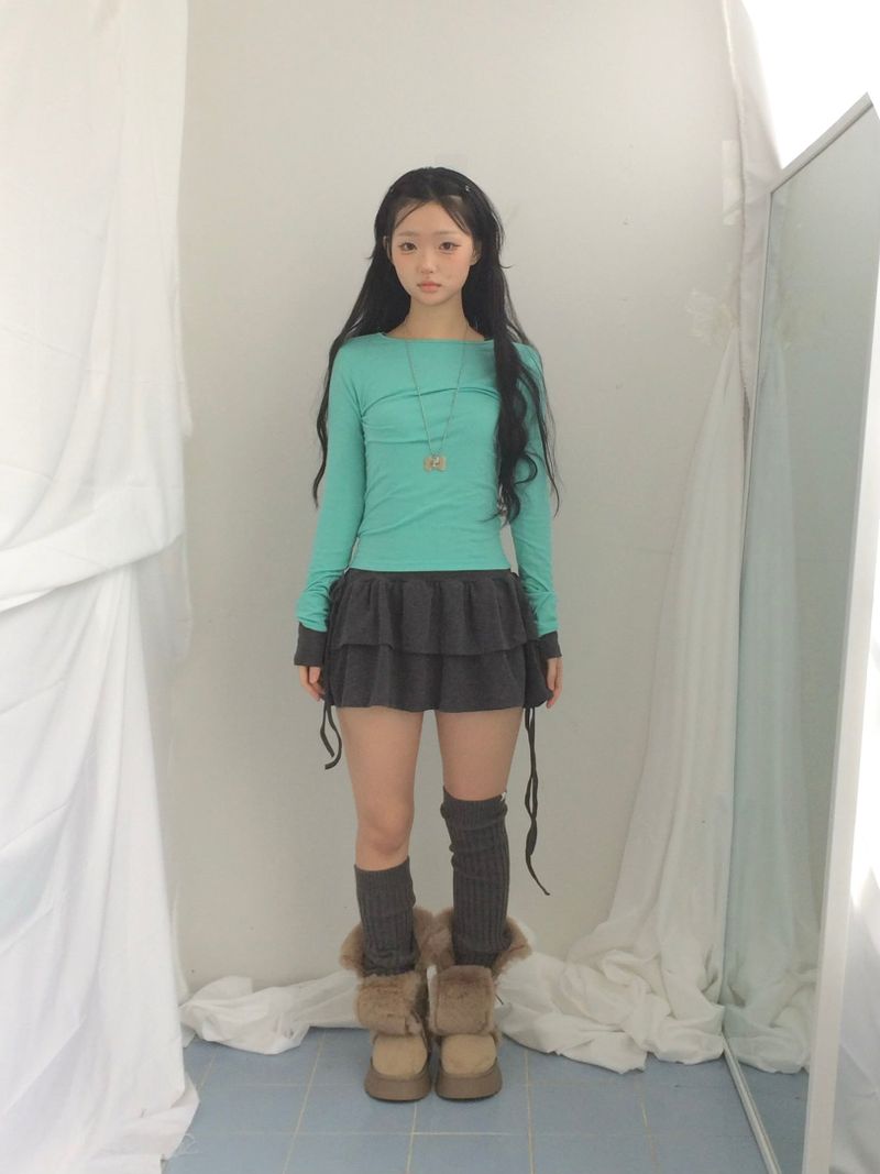 side strap frill dress