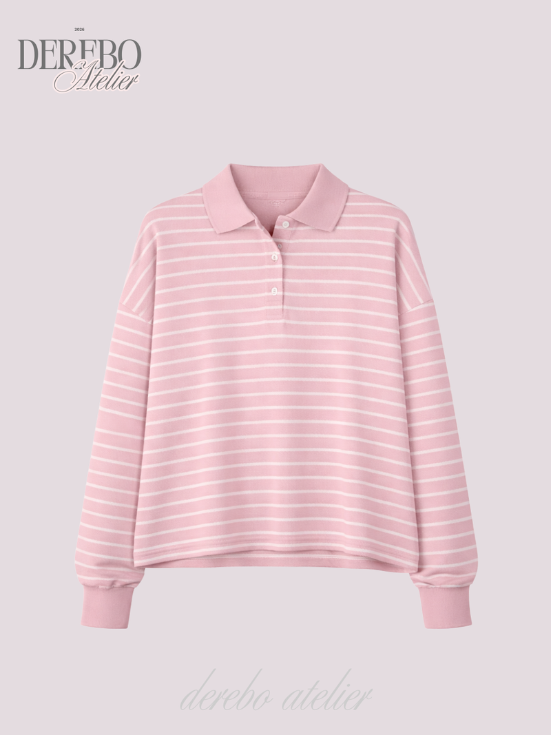 Pink Stripe Loose Collar Tee