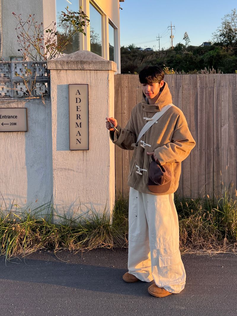 Ribbed Corduroy Duffle Coat (3 Colors)