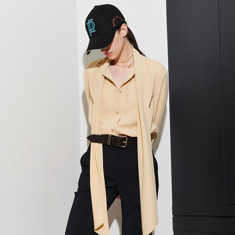  LUIS SCARF BLOUSE, BUTTER