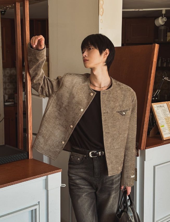 Ekkeullo Collar Less Tweed Blazer