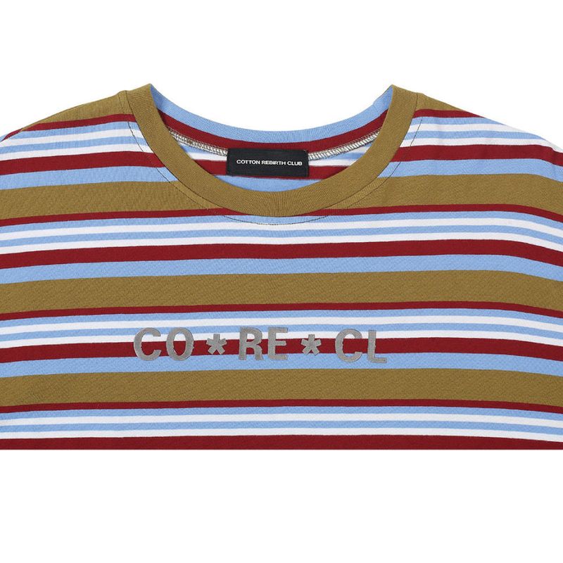 シャムドアートワークストライプTシャツ (カーキ)