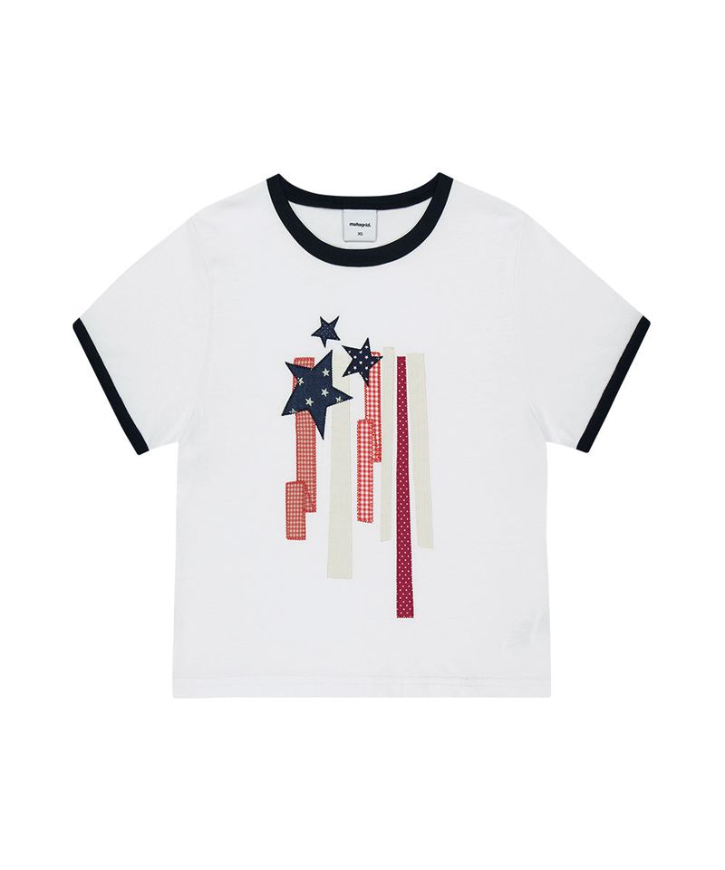FLAG APPLIQUE RINGER CROP TEE