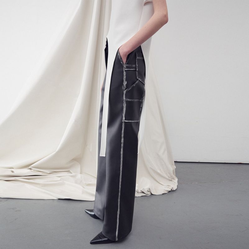 FAUX LEATHER WASHED STRAIGHT PANTS