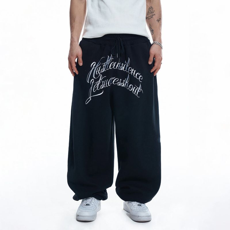 Lettering Balloon Sweatpants - BLACK
