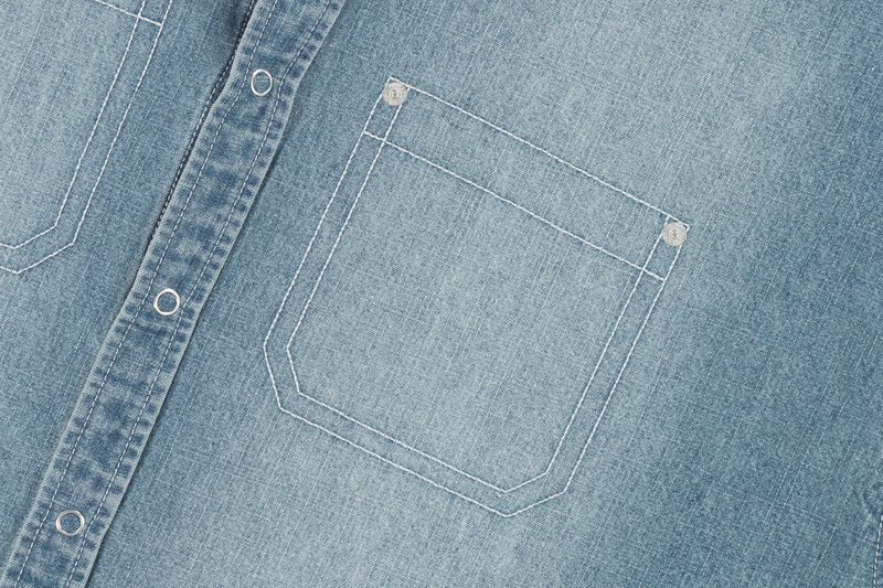 WASHED DENIM HALF SHIRT