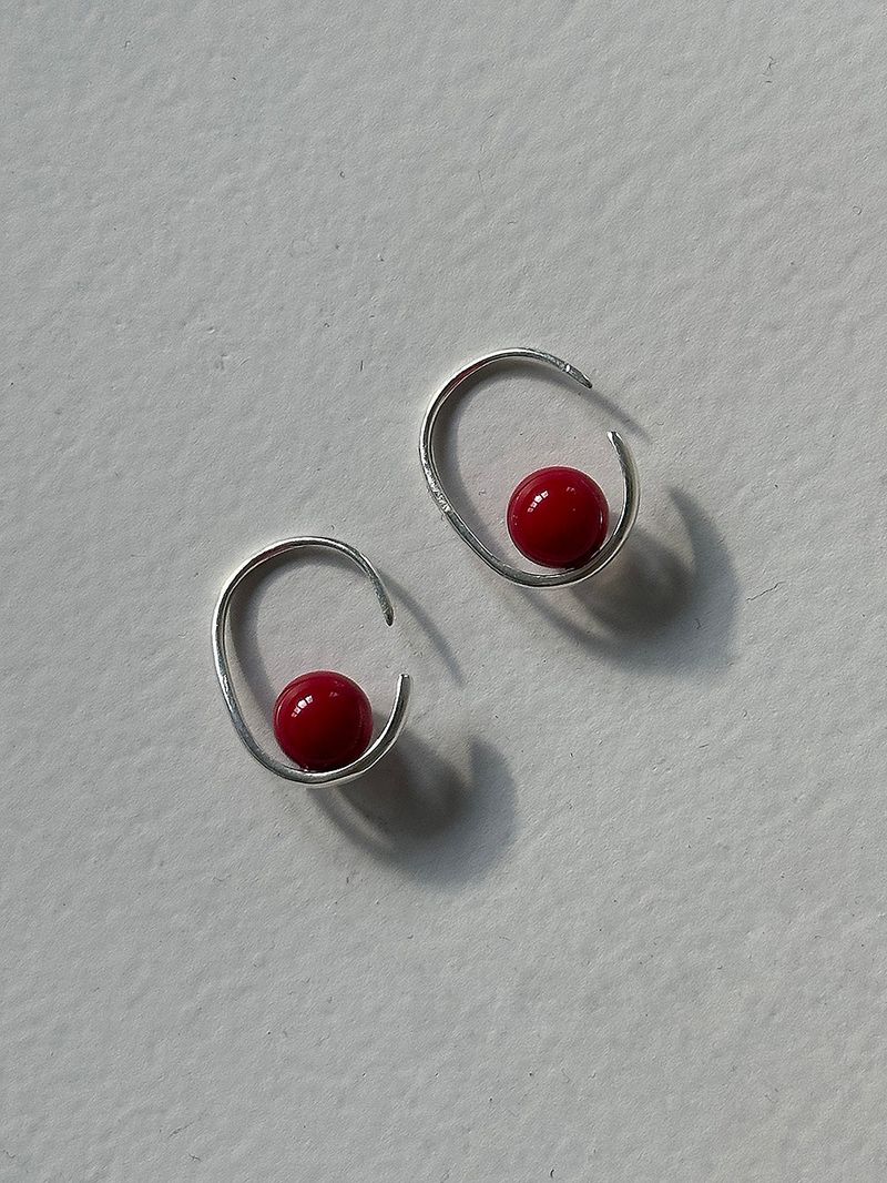 [925silver] Red point earring