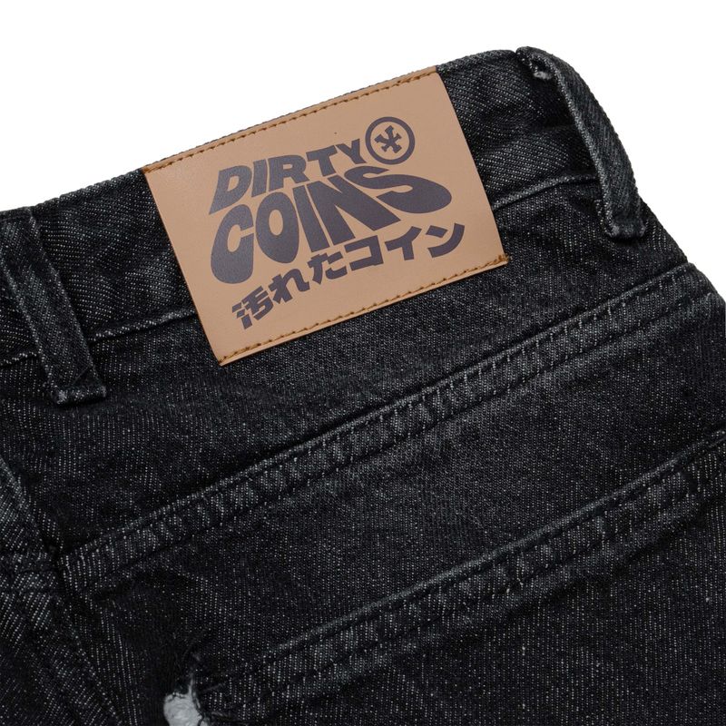 Flame Wash Relaxed Denim Pants Black