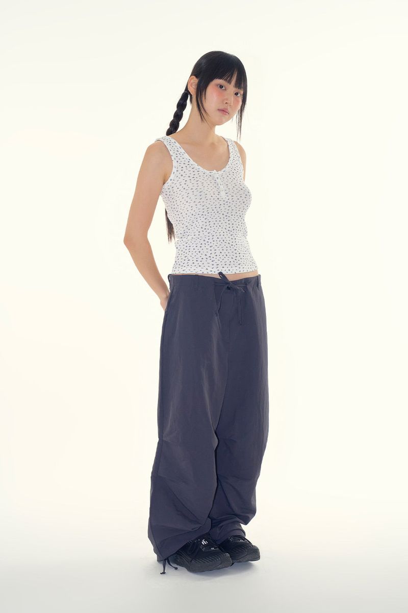 Flower waffle henley sleeveless