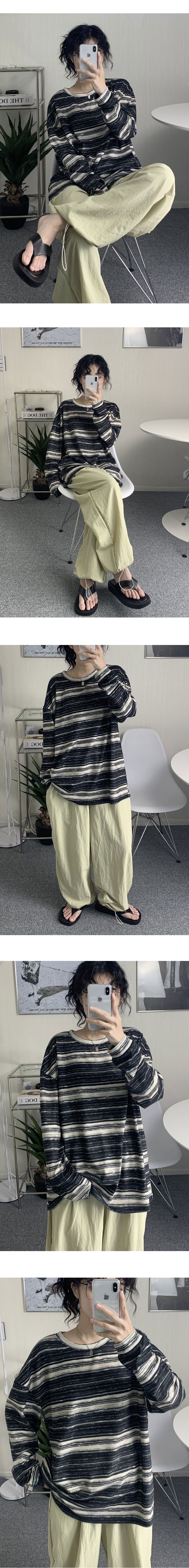 Striped Pattern Loose Fit T