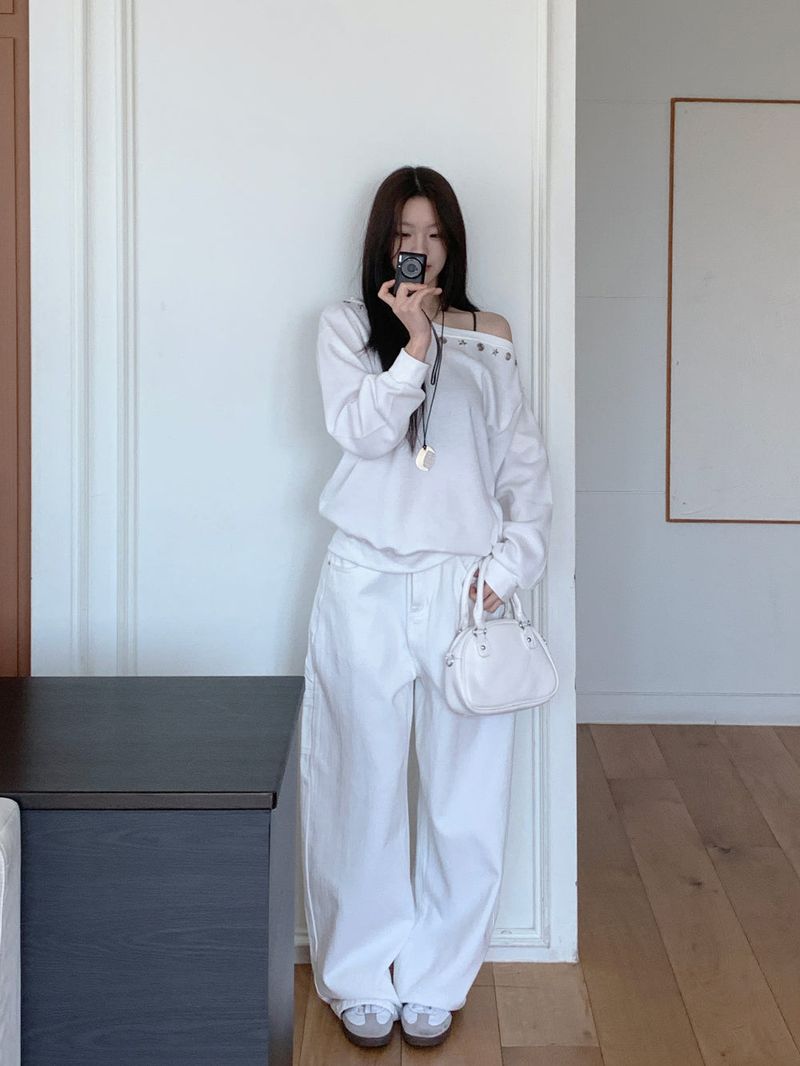 Luri Back Heart Pocket Carpenter Wide Pants 