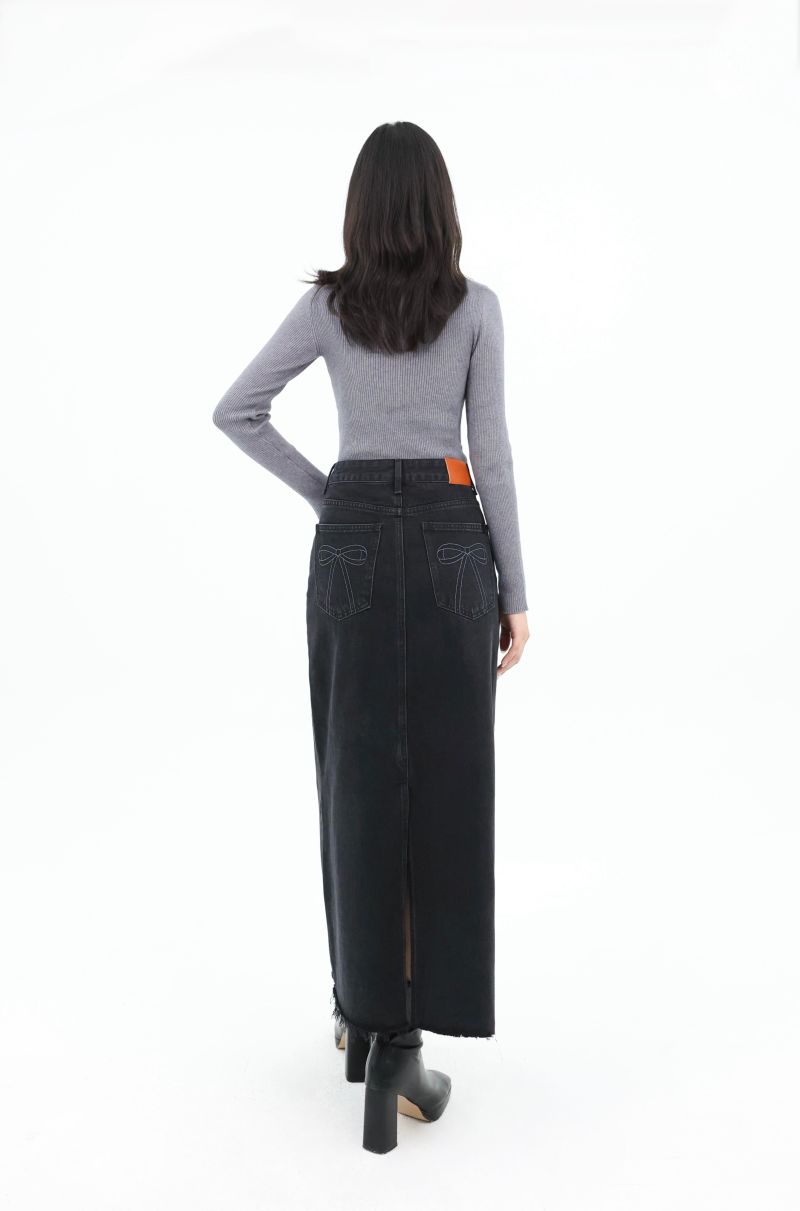 DENIM MAXI SKIRT_BLACK code 26003