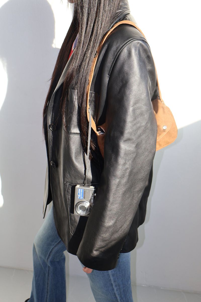 EYELET FUR MINI BAG - CAMEL