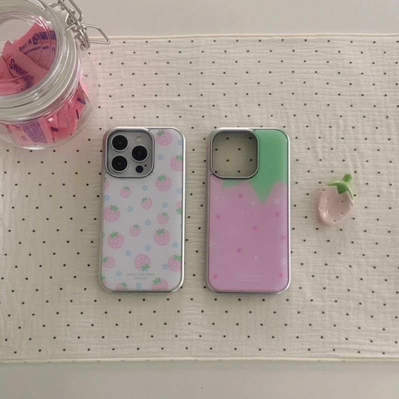 DOT STRAWBERRY SILVER EPOXY CASE