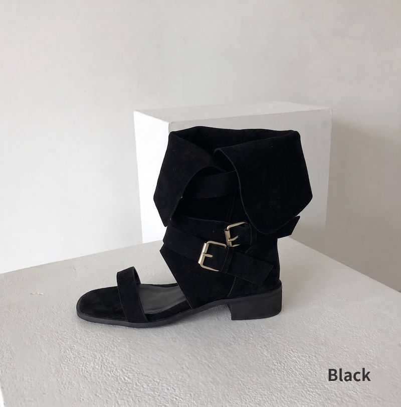 Log Open-toe Two-way Belt Summer Flap Boots