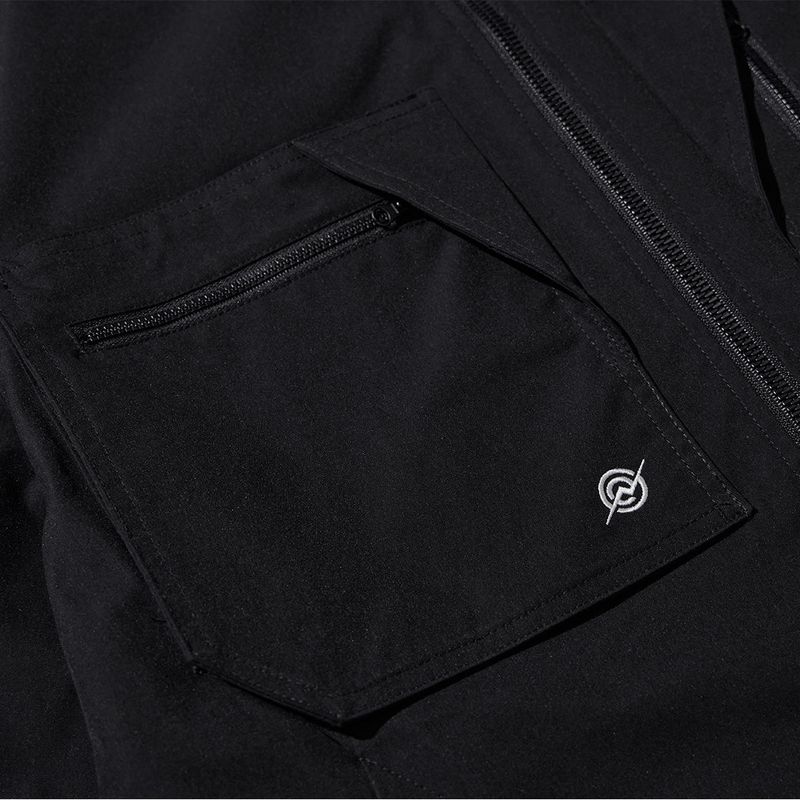 Poly Cotton Zip Shirts Jacket - BLACK