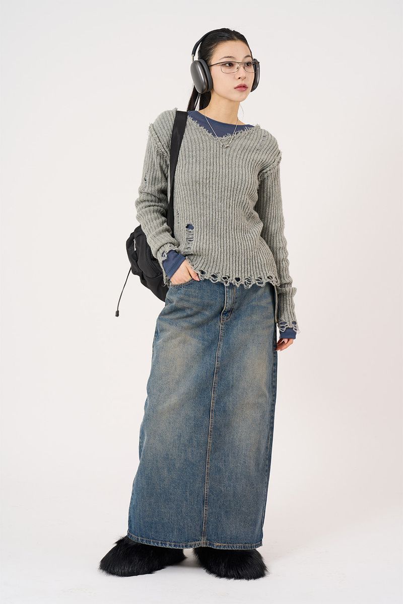 アッドファニーパックデニムロングスカート