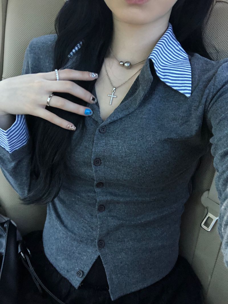 Pellen shirt cardigan (Gray)