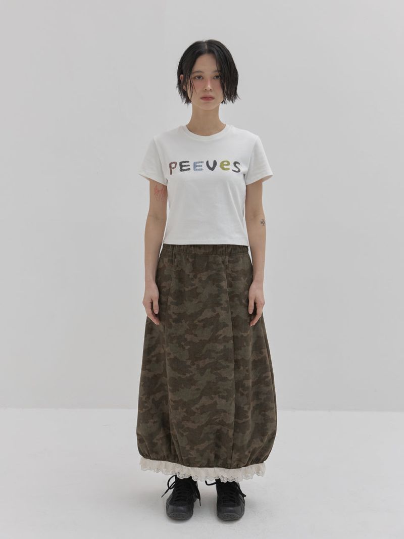 PEEVES PEEVES（ピーブズ ピーブズ）の「カモバルーンジャージースカート (Khaki)（スカート）」