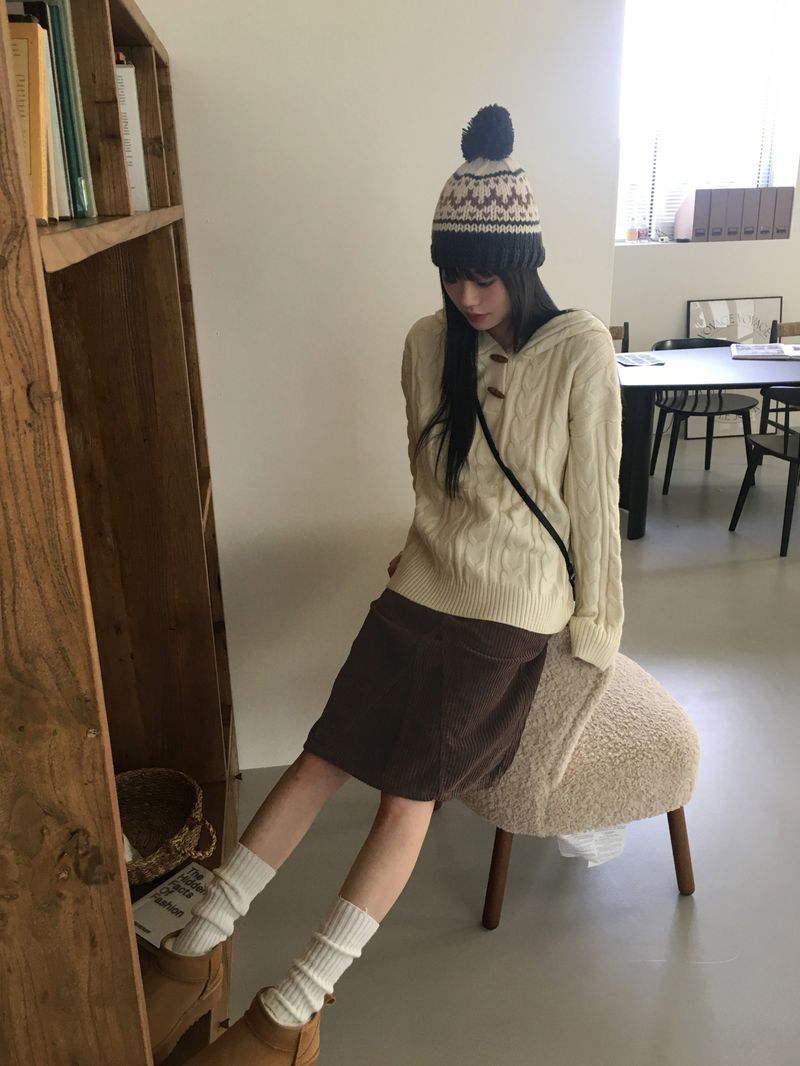 ロニンコーデュロイカットAラインミディスカート