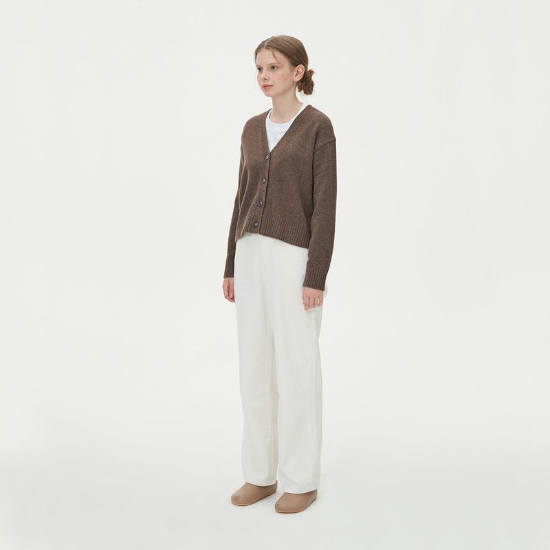 WOOL CROP KNIT CARDIGAN_BROWN