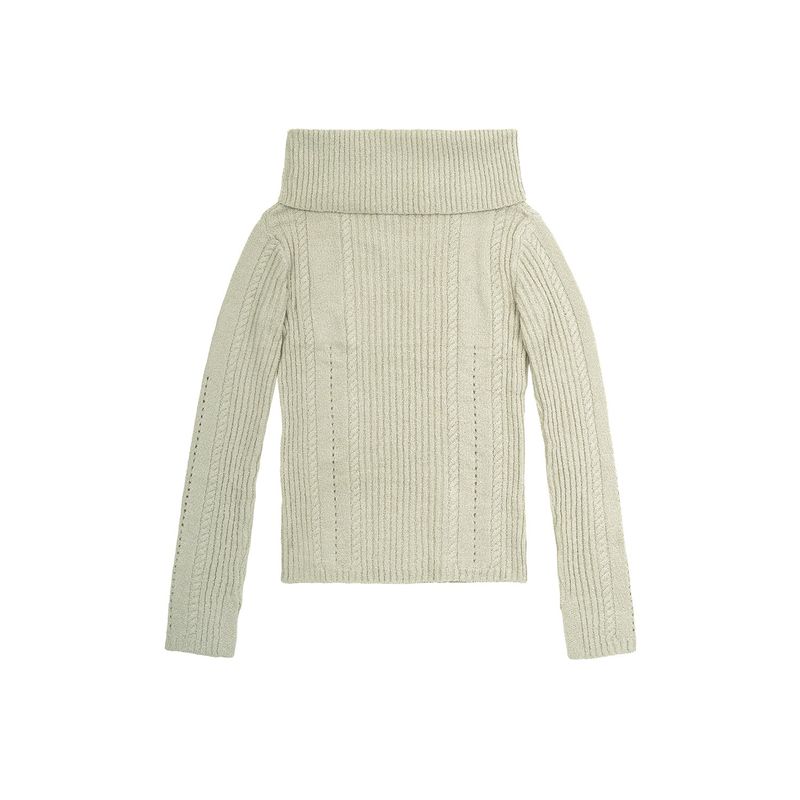 RIBBED OFF-SHOULDER KNIT(ASH IVORY)